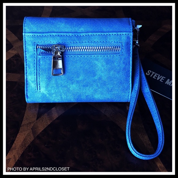 STEVE MADDEN CHAMBRAY DENIM BLUE WRISTLET WALLET - Picture 7 of 8